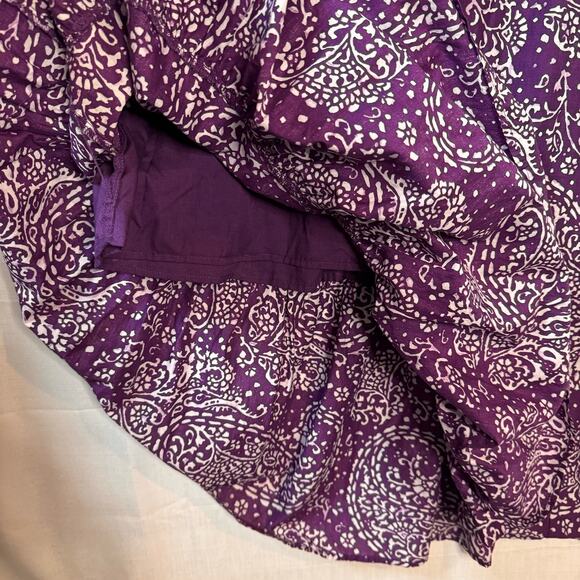 Boho Maxi Skirt Women's M Purple Batik Peasant Ruffle Tiered Festival Bohemian - Picture 4 of 10